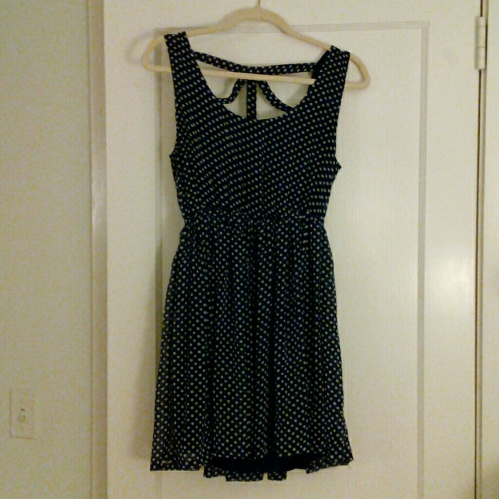 4 for 25! Flirty polka dot cutout back mini dresd